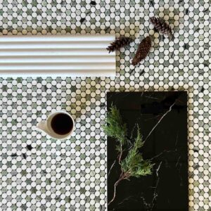 Grüne Marmor-Penny-Rund-polierte Mosaikfliese